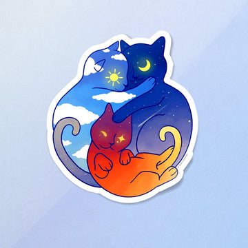 Day, Night, Twilight Cat Family Sticker