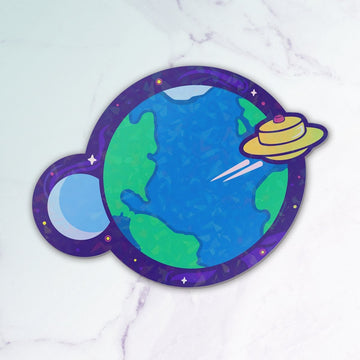 Holographic Out of This World UFO Sticker
