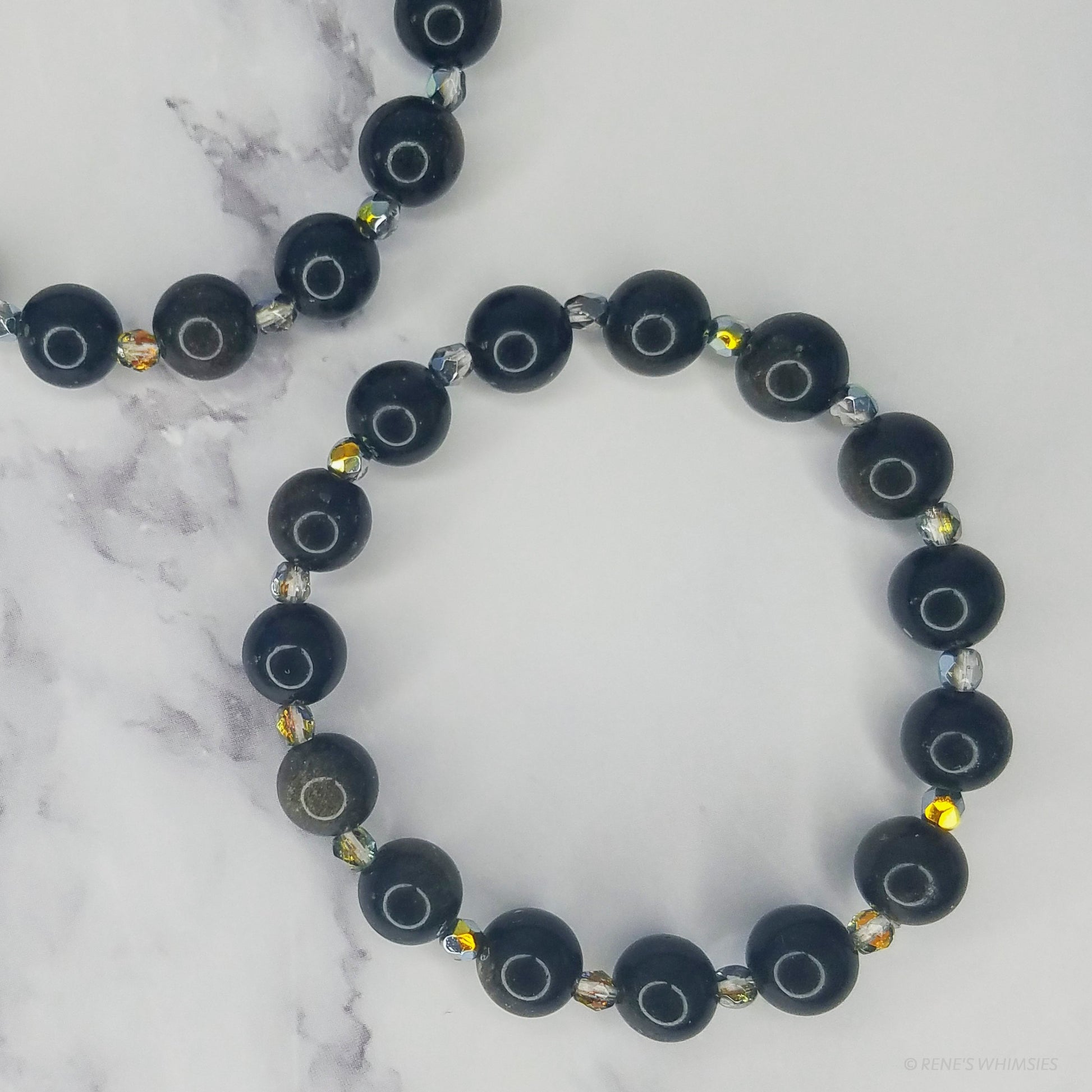 Golden Obsidian Bracelet | Natural Crystal Stretch Bracelets - Rene's Whimsies