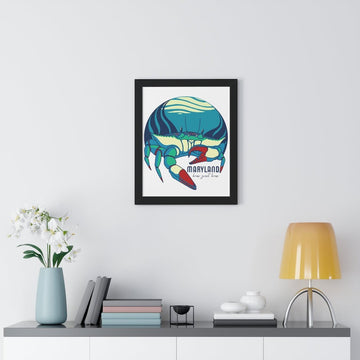 Home Sweet Home (Blue Crab) Framed Poster - Rene's Whimsies