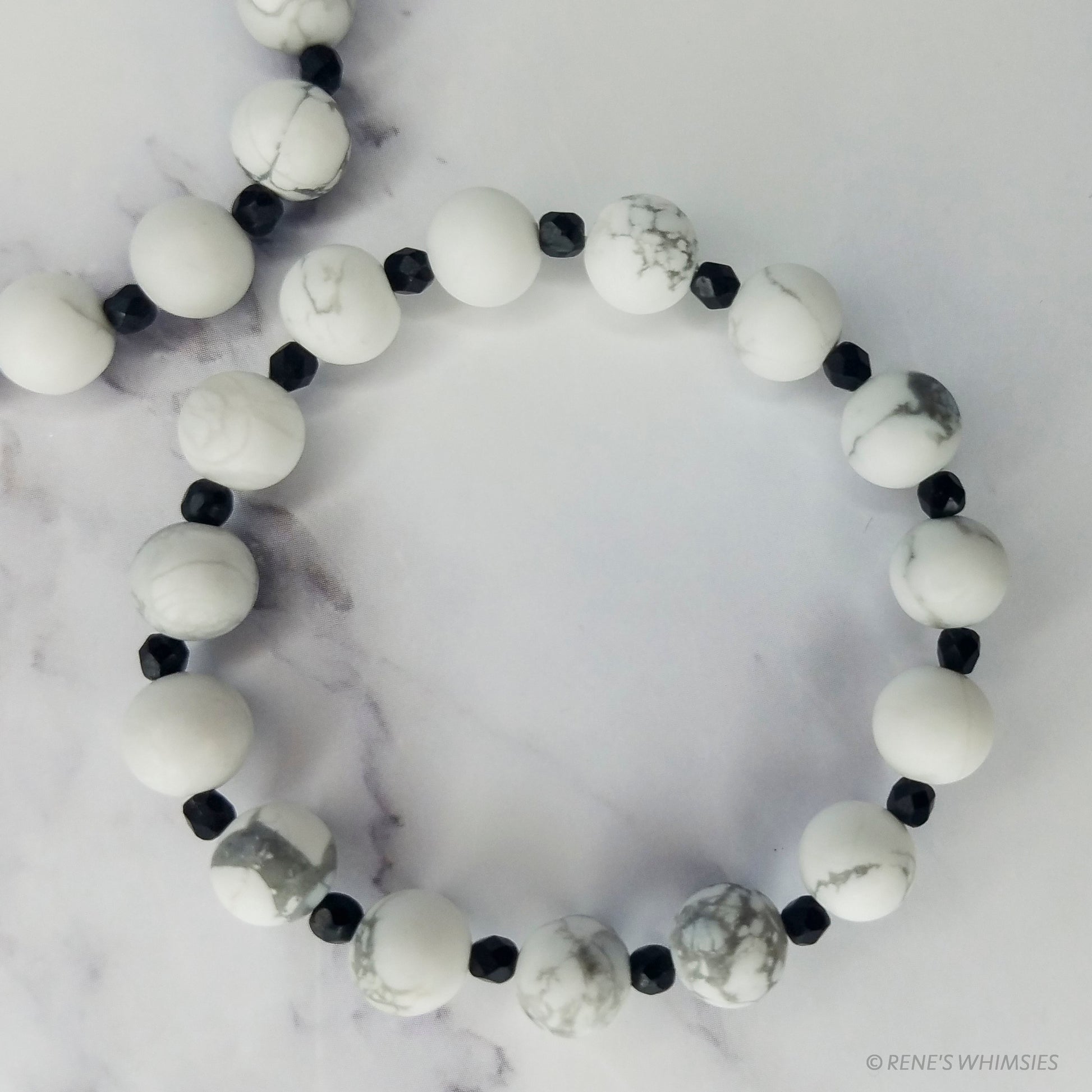 Howlite Bracelet | Natural Crystal Stretch Bracelets - Rene's Whimsies